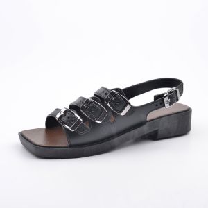 YOTO Flat Casual Sandals Strappy With Adjustable Buckles Korean Style Sandals For Women