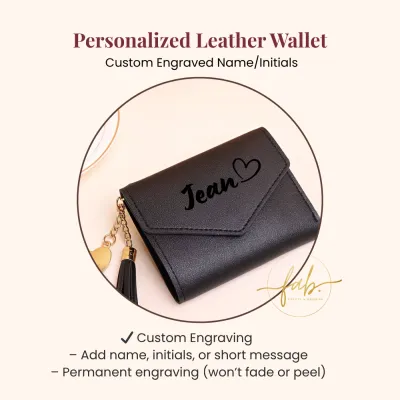 Personalized Korean Style Tri-Fold Wallet for Women | Mini Tassel Wallet | Cute Compact Purse | Custom Name Gift | Souvenir Giveaway