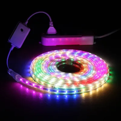 LED Strip Light 220V With Plug Indoor Outdoor Flexible Light Strip White Warm RGB Waterproof Christmas Lamp ALINLT