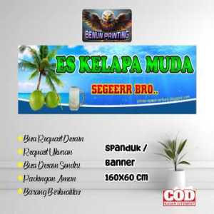 Spanduk Banner 160X60 Cm Semtik (Es Kelapa Muda) Bisa Request Desain