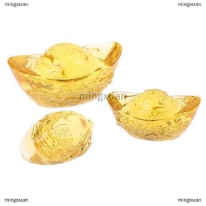 [COD] mingxuan Chinese Feng Shui Yuan Bao Dragon Pattern Ingot Lucky Blessing Home Ornament