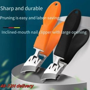 JIANGZHIB 【 Local Stock 】Oblique Nail Clippers Large Opening High-end Nail Clippers Portable Household Thick Hard Nail Cutter Large Angle Anti-Splash Nail Clipper Household Tools