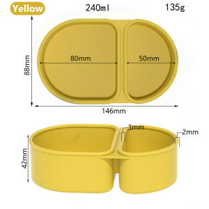 2 Grids Silicone Food Container with Lid Lunch Box High-quality Food-grade Silicone Heated and Frozen Bento Box Small