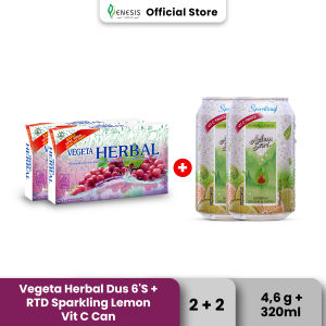 Vegeta Dus 6S Herbal 2x 4.6Gr Mengatasi Konstipasi / Susah BAB & Adem Sari Ching Ku Sprakling Lemon 2x320 Ml