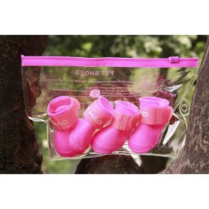 4 Pieces Waterproof Dog Boots Shoes Puppy Candy Colors Non-Slip Rain Shoes Pet Boots