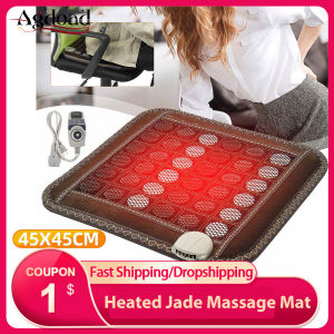 Agdoad Thảm Mát Xa Sưởi Ngọc Bích Tự Nhiên Đệm Sưởi Điện Đệm Ghế Đá Tourmaline Hồng Ngoại Có Bộ Điều Khiển Máy Mát Xa Cơ Thể Lưng Vai Bụng Giảm Đau
