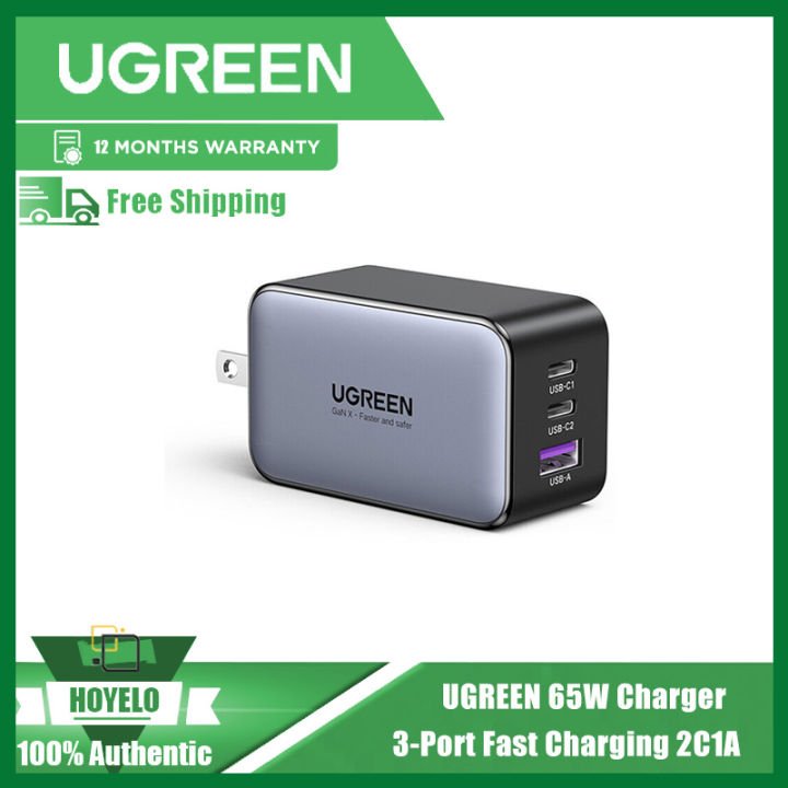 UGREEN Apple GaN Gallium Nitride PD65W Multi-Port Charger + Apple 15 ...