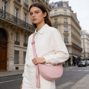 Fashion Womens Plaid Hobos Shoulder Bag for Female Simple Versatile Nylon Crossbody Bags Travel Girls Underarm Bag Dumpling Bag