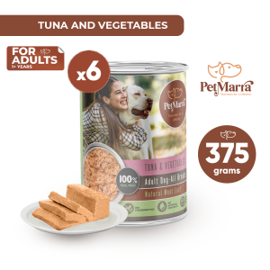 PetMarra Natural Meat Loaf Adult Dog Wet Food Can Tuna and Vegetables 375g BUNDLE OF 6 meatloaf pet foods dogs