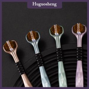 [huguosheng] 2ชิ้นแปรงสีฟันสามด้านระบบสเตอริโอ3D ขนนุ่มมากแปรงสีฟันสำหรับผู้ใหญ่ที่ขูดลิ้นดูแลช่องปาก360แปรงทำความสะอาดฟัน °