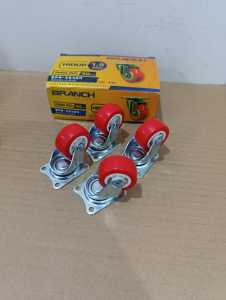 Set Roda Hidup Branch 15 Inch untuk Troli dan Etalase - 4Pcs Warna Merah