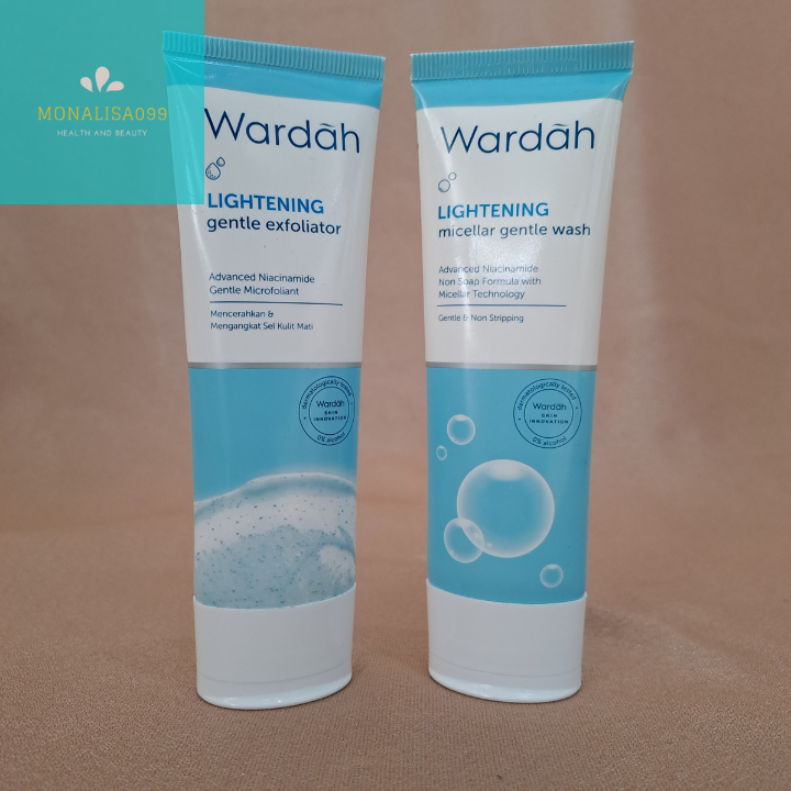 Wardah Lightening Gentle Exfoliator 50ml/Wardah Lightening Micellar Gentle Wash 50ml/Wardah Pencuci Muka/Wardah Face Wash Scrub/Facial Foam Gentle Wash/Sabun Muka Wardah Gentle Wash 50 ml/Exfoliator Wardah/Pembersih Daki Kulit/Pencerah Wajah/Sabun Wajah