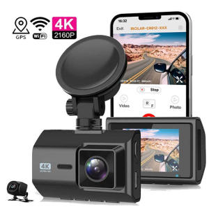 EKLEVA 3 Channel Dash Camera 4k+1080P/4K+1080P+2K Dashcam Mini Car Dvr 3 Channel 3 Way Dash Cam Wifi Gps Front And Rear Inside 3 Lens 4k Dash Cam