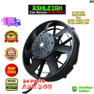 ASH 300w 24V Brushless Aux Fan 12 inches High Speed Fan PUSH AIRFLOW Car Aircon parts 3500rpm up to 3000 CFM like spal n2