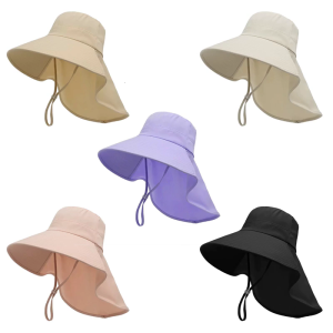 Sun Hat with Large Shawl Neck Flap for Outdoor Activities Adjustable Neck Covering Stylish Neck Flap