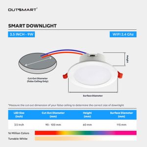 🇸🇬 Outsmart Zigbee Smart Ceiling Downlight – RGBCW Dimmable Recessed LED Light
