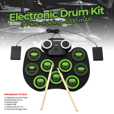 Electronic Digital Drum Kit 9 Pads Folding 1200 mAh - G6009