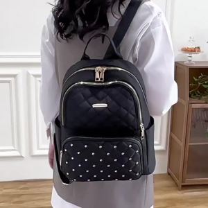 I IHAYNER  WomenBackpack Nylon Travel Purse Small Anti-theft Shoulder Bag Casual Lightweight Ladies Daypack   Black