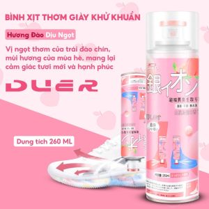 Xịt Khử Mùi Giày DUER 260ml – Diệt Khuẩn Hương Chanh/Đào Hết Hôi Chân Tức Thì Thơm Lâu 48h