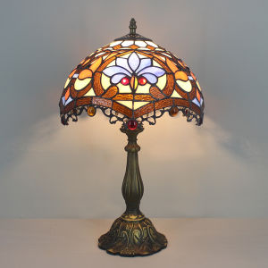 30CM Large Size Retro Table Lights Baroque Stained Glass Table Reading Lamp for Bedroom Living Room