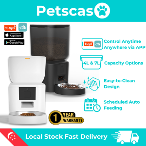 Petscaso Smart Pet Feeder | APP Control | HD Camera | Real-Time Video & Audio | Scheduled Auto Feed