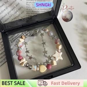 SHNGki Harajuku Star Bracelet Girl Pentagram Pearl Beaded Bangle For Women Vintage Aesthetic Charm Bracelet Accessories Jewelry Gift