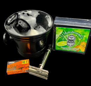 Double Edge Wet Shaving Starter Kit with Whitebeard Shaving Soap Razor Brush Mixing Bowl and Gillette Razors