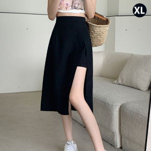 【Fast Shipping】Mid-length Skirt Women Show Thin High Waist Split Crotch Covering A-line Hip Wrap Skirt