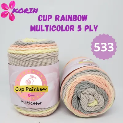 Benang Rajut Cup Rainbow Multicolor/ Milk Cotton Yarn 5ply Rainbow/ Katun Akrilik Sembur [100gr]