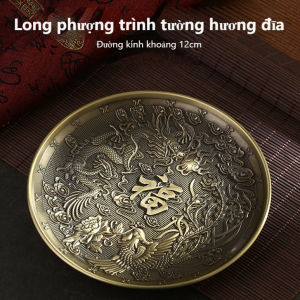 Đĩa cúng khói đồng 13cm 3 chân chày kim cang đồ trang trí phong thủy thủ công gia đình