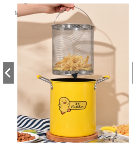 Nồi chiên ngập dầu chống dính có giá lọc thông minh màu vàng hình con vịt