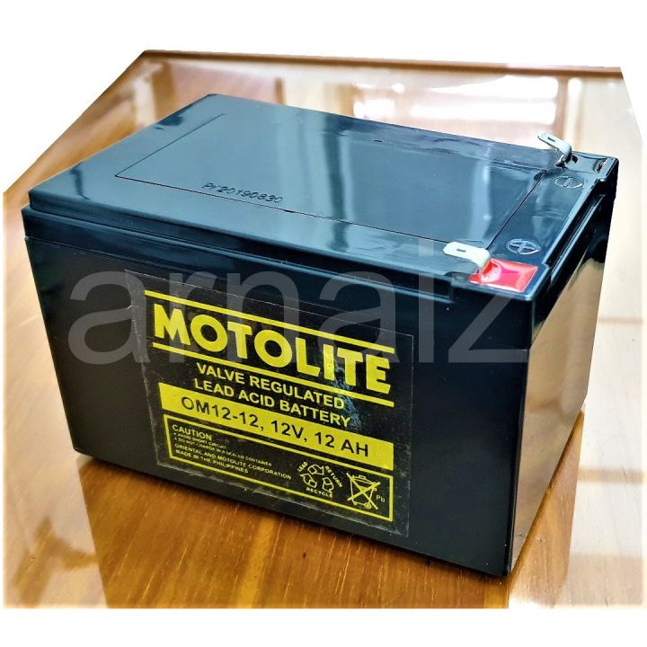 motolite battery motor battery bike Motolite Battery 12V 12Ah OM12-12 12 Volts 12 Ampere Rechargeable SLA VRLA  Sealed Lead Acid Valve Regulated Nonspillable UPS E-Bike Wheelchair  Elevator Battery (12 Months Warranty) Lazada Philippines