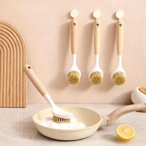 Kitchen Cleaning Pot Brush Non-scratch Bristles Bamboo Handle for Gentle Cleaning Bamboo Handle Dish Washing Brush