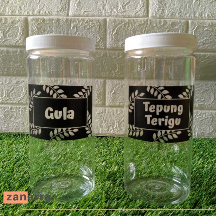 Tempat Tepung 1000ml Toples Tepung Bumbu Ada Tulisannya Tempat Kerupuk Tempat Susu Bubuk Wadah Tepung Untuk Dapur Label anti air Zanarra