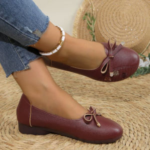 [In Stock]Womens 1-3cm Round-Toe Flat Rubber PU Casual Shoes (Sizes 36 to 40)