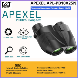 PENGIRIMAN CEPAT APEXEL Teropong Binoculars Compact Zoom 10x25 APL PB10X25N / teropong binokular jarak jauh super zoom mini siang malam murah bushnell discovery night vision