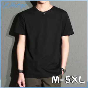 Whitgo【พร้อมส่ง】เสื้อสีดำ เสื้อยืดคอกลมผู้ชาย T-shirt S-5XL ใส่สบาย (มี2สี สีขาว สีดำ)