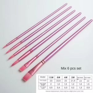 GOLDVAULT 4/6 pcs Soft Hair Watercolor Brush Nylon Pointed Round Flat Head Hand Drawn Watercolor Beginners Art Student Painting Material Gift