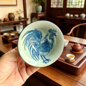 复古青花瓷十二生肖茶杯 单杯哥窑开片品茗杯套装 功夫茶具主人杯