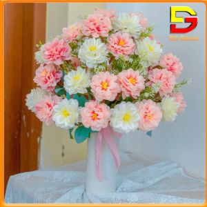 Bình Hoa Lụa Gốm Sứ Cao Cấp Để Bàn Y Hình Trang Trí Phòng Khách Quán Cafe Nhà Hàng