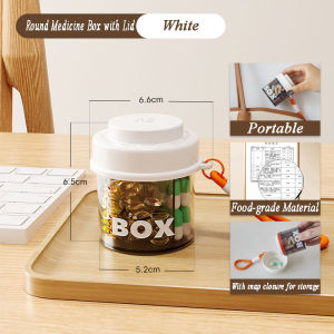 Rotatable Portable Small Pill Box Touch-free Pill Dispenser Box Portable Clear Storage Box with Anti-mixing Waterproof