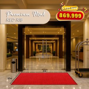Keset Pintu Depan 200cm x 120cm Keset Kaki Outdoor Aesthetic Karpet Premium Tebal - PREMIUM MAT RED RIB