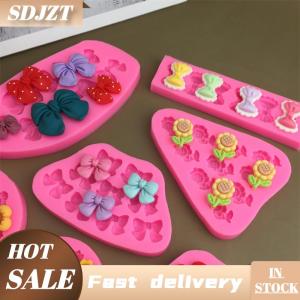 SDJZT Dễ thương phim hoạt hình hoa Bow Bee fondant Silicone khuôn DIY cupcake fondant bánh trang trí sô cô la kẹo nướng khuôn