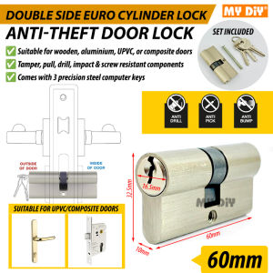 MYDIYHOMEDEPOTY - 60MM / 70MM Double/SIngle Side Euro Cylinder Lock Anti-Theft Door Lock Silinder Kunci locksmith Tukang Kunci