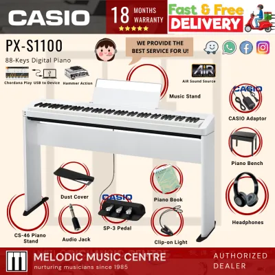 Casio PX-S1100 88 Keys Digital Piano Home Package WHITE (PXS1100 PX S1100 PXS 1100)