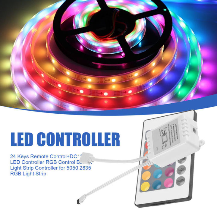 24 Keys Remote Control+ LED Controller Control Box DC12V for 5050 2835 ...