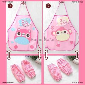 [COD] Home Base 1 cái bộ không thấm nước Eva phim hoạt hình trẻ em Tạp dề oversleeves phim hoạt hình đa năng bền Kid sơn overclothes màu sắc ngẫu nhiên