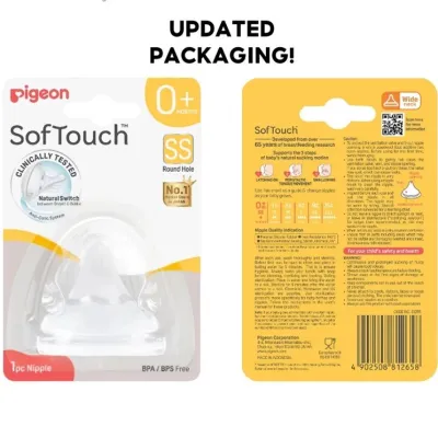 Pigeon SofTouch™ Wide Neck Nipple (1pc/2pcs) | SG version | – BPA-Free Anti-Colic Slow Flow