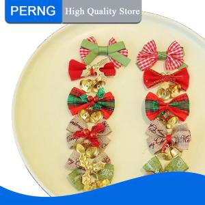 [PERNG] Tehe 7PCS Christmas Bow Xmas Tree Decoration Bell Bow Christmas Ornaments Bowknot Crafts New Year Navidad DIY Gift Wrapping Decor