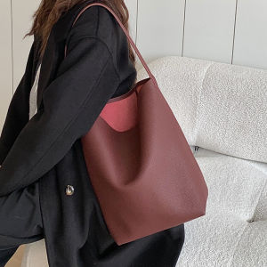 BeeGreen Women Cow Leather Tote Bag Large Capacity Underarm Bag Fashion Bucket Bag Elegant Commuter Shoulder Bag